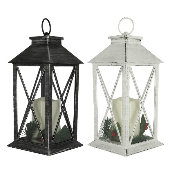FIGURA DECORATIVA FAROL NAVIDEÑO DE VIDRIO 32 CM DISPONIBLE EN DIFERENTES DISEÑOS