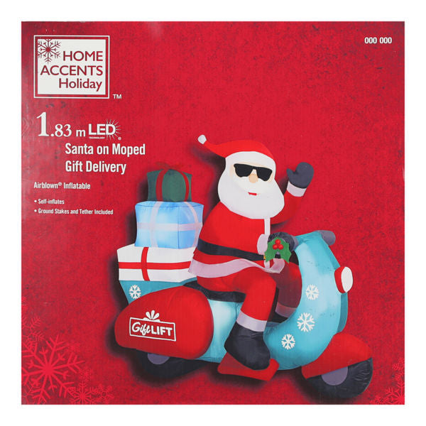 INFLABLE NAVIDEÑO SANTA CLAUS EN SCOOTER 1.65 M CON LUZ LED