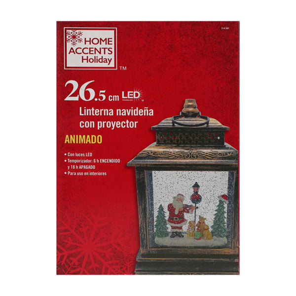 FIGURA DECORATIVA LINTERNA NAVIDEÑA CON PROYECTOR DE PLÁSTICO 26.5 CM