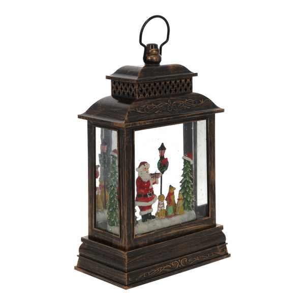 FIGURA DECORATIVA LINTERNA NAVIDEÑA CON PROYECTOR DE PLÁSTICO 26.5 CM