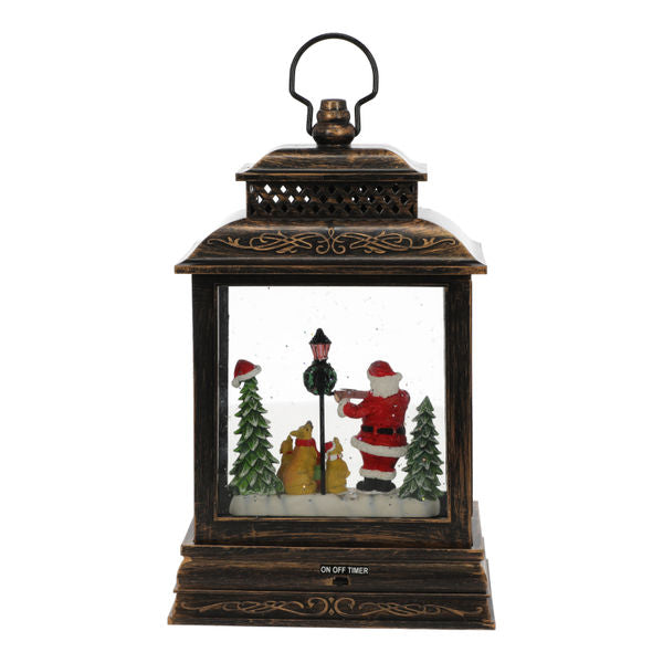 FIGURA DECORATIVA LINTERNA NAVIDEÑA CON PROYECTOR DE PLÁSTICO 26.5 CM