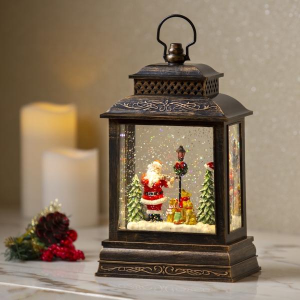 FIGURA DECORATIVA LINTERNA NAVIDEÑA CON PROYECTOR DE PLÁSTICO 26.5 CM