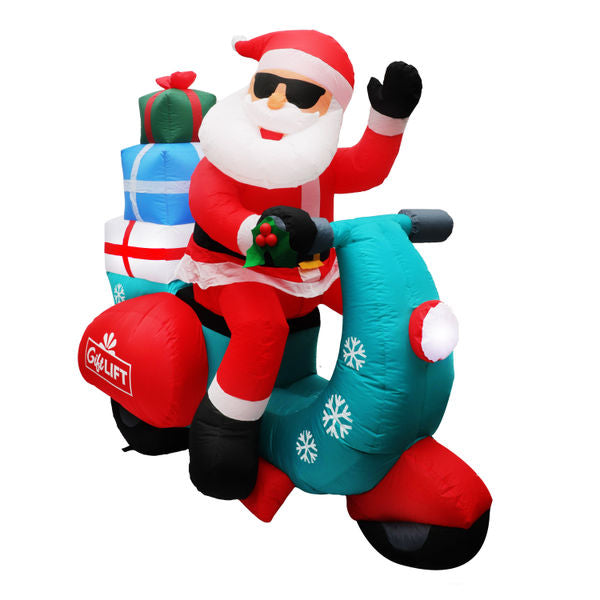 INFLABLE NAVIDEÑO SANTA CLAUS EN SCOOTER 1.65 M CON LUZ LED