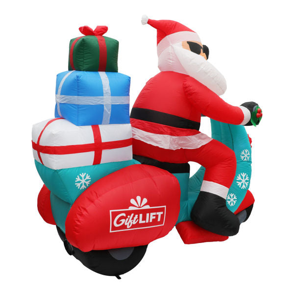 INFLABLE NAVIDEÑO SANTA CLAUS EN SCOOTER 1.65 M CON LUZ LED