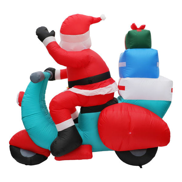 INFLABLE NAVIDEÑO SANTA CLAUS EN SCOOTER 1.65 M CON LUZ LED